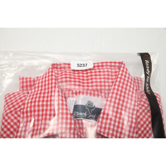Vintage Ranch and Town Shirt Mens 15.5x34 Red Gingham Check Pearl Snap USA - Picture 10 of 10